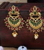 LALSO Traditional Style Kempu Green Stones Earrings - LSE05_KG