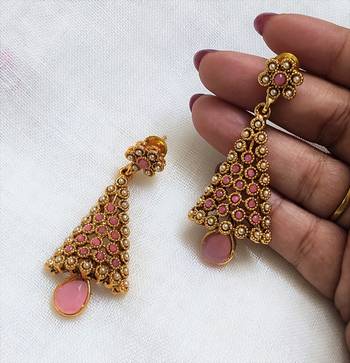 LALSO Preety Pink Partywear Earrings - LKE32_PK 2