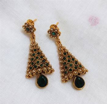 LALSO Preety Green Partywear Earrings - LKE32_GR 1