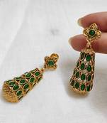 LALSO GREEN Kundan Gold Plated Earrings - LKE31_GR