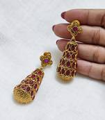 LALSO RUBY Kundan Gold Plated Earrings - LKE31_RB