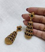 LALSO BLACK Kundan Gold Plated Earrings - LKE31_BK