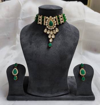 LALSO Marvelous Green Kundan Jewelry Neckalce Set - LKPN02_GR 1