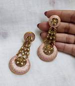 LALSO Stylish Pink Party Wear Meenakari Enameled Earrings  - LME21_PK