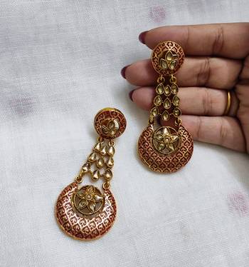 LALSO Stylish Maroon Party Wear Meenakari Enameled Earrings  - LME21_MR 1