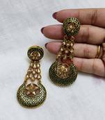 LALSO Stylish Green Party Wear Meenakari Enameled Earrings  - LME21_GR