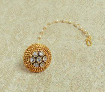 LALSO Traditional Kundan Work Borla Maangtika  - LBOR_42 1