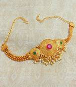 LALSO Amazing Premium Gold Plated Pearl Beaded Bajuband Armlet - LSBB_23