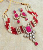 LALSO Elegent Ruby Kundan Jewelry Neckalce Set - LKPN01_RB