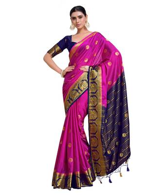 Women's Mysore Silk Crepe Saree With Unstiched Blouse 3