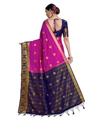 Women's Mysore Silk Crepe Saree With Unstiched Blouse 4