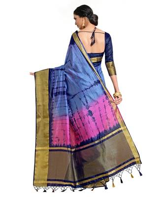 Women's Banarasi Tussar Silk Saree With Unstiched Blouse 4