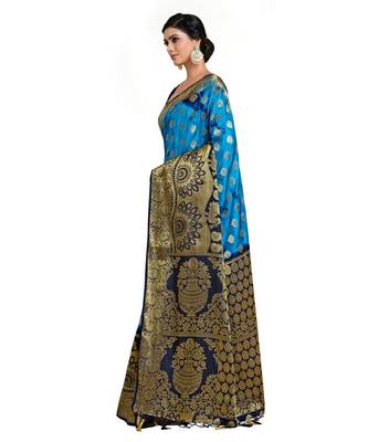 Women's Banarasi Art Silk Saree With Unstiched Blouse 3