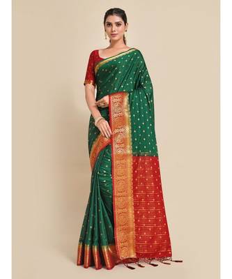 Women's Mysore Silk Crepe Saree With Unstiched Blouse 2