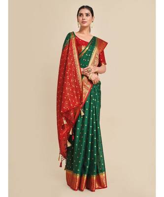Women's Mysore Silk Crepe Saree With Unstiched Blouse 3