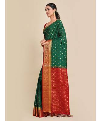 Women's Mysore Silk Crepe Saree With Unstiched Blouse 4