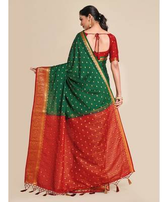 Women's Mysore Silk Crepe Saree With Unstiched Blouse 5