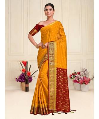 Women's Mysore Silk Crepe Saree With Unstiched Blouse 1