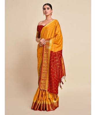 Women's Mysore Silk Crepe Saree With Unstiched Blouse 3