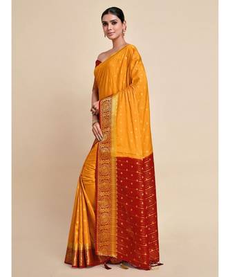 Women's Mysore Silk Crepe Saree With Unstiched Blouse 4