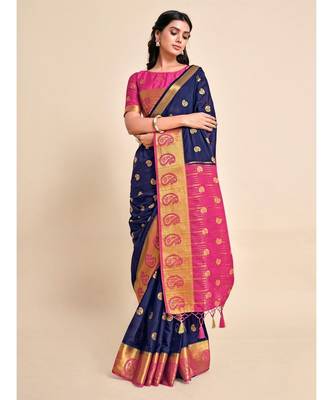 Women's Mysore Silk Crepe Saree With Unstiched Blouse 3