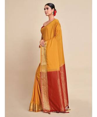 Women's Mysore Silk Crepe Saree With Unstiched Blouse 4