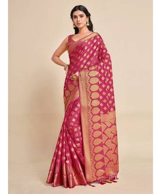 Women's Mysore Silk Crepe Saree With Unstiched blouse B 2