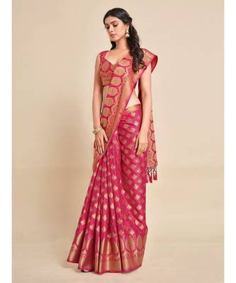 Women's Mysore Silk Crepe Saree With Unstiched blouse B 3