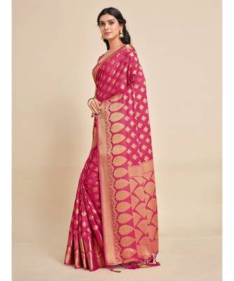 Women's Mysore Silk Crepe Saree With Unstiched blouse B 4