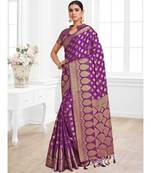 Benarasi Silk Blend Crepe Woven Saree With Unstiched blouse B