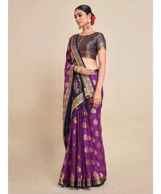 Women's Mysore Silk Crepe Saree With Unstiched blouse B 3