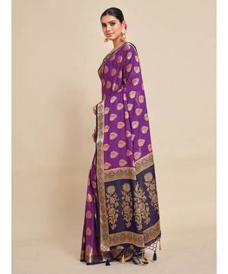 Women's Mysore Silk Crepe Saree With Unstiched blouse B 4