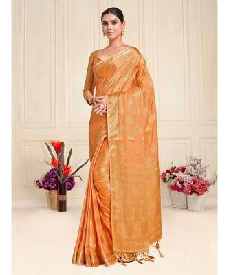 Women's Mysore Silk Crepe Saree With Unstiched blouse B 1