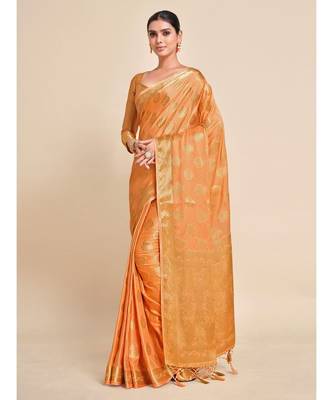Women's Mysore Silk Crepe Saree With Unstiched blouse B 2