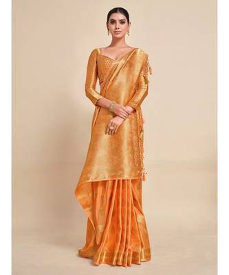 Women's Mysore Silk Crepe Saree With Unstiched blouse B 3