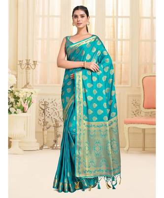 Women's Mysore Silk Crepe Saree With Unstiched blouse B 1