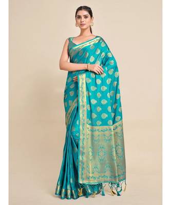 Women's Mysore Silk Crepe Saree With Unstiched blouse B 2