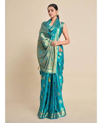 Women's Mysore Silk Crepe Saree With Unstiched blouse B 3