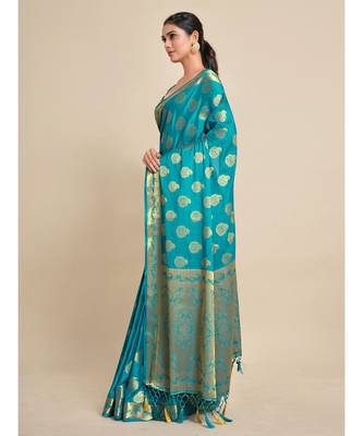 Women's Mysore Silk Crepe Saree With Unstiched blouse B 4