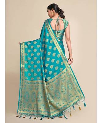 Women's Mysore Silk Crepe Saree With Unstiched blouse B 5