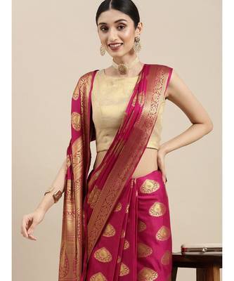 Women's Mysore Silk Crepe Saree With Unstiched Blouse 2