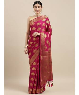 Women's Mysore Silk Crepe Saree With Unstiched Blouse 1