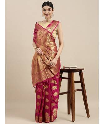 Women's Mysore Silk Crepe Saree With Unstiched Blouse 3