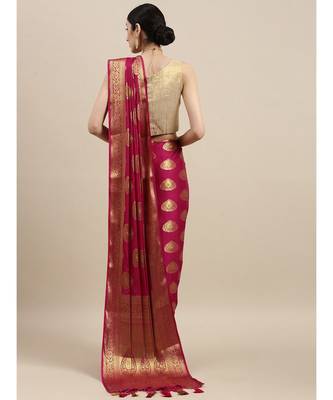 Women's Mysore Silk Crepe Saree With Unstiched Blouse 4