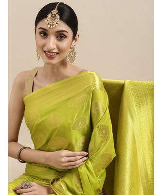Women's Mysore Silk Crepe Saree With Unstiched Blouse 1