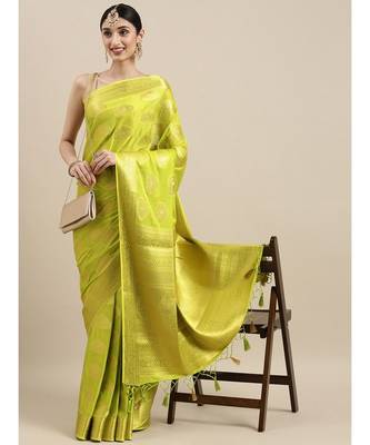 Women's Mysore Silk Crepe Saree With Unstiched Blouse 3