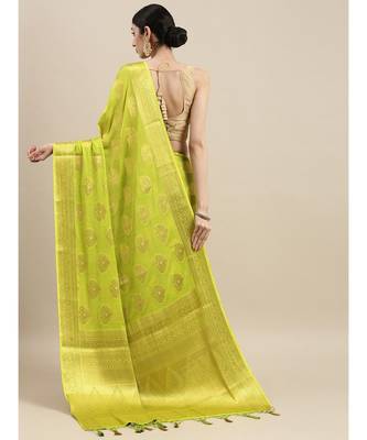 Women's Mysore Silk Crepe Saree With Unstiched Blouse 4