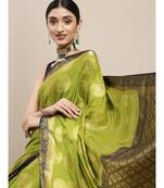 Women's Mysore Silk Crepe Saree With Unstiched Blouse