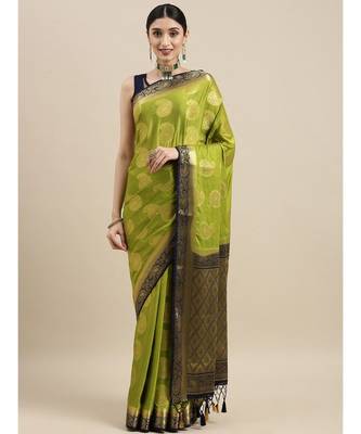 Women's Mysore Silk Crepe Saree With Unstiched Blouse 2