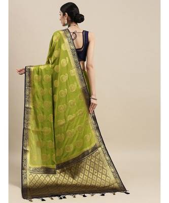 Women's Mysore Silk Crepe Saree With Unstiched Blouse 4